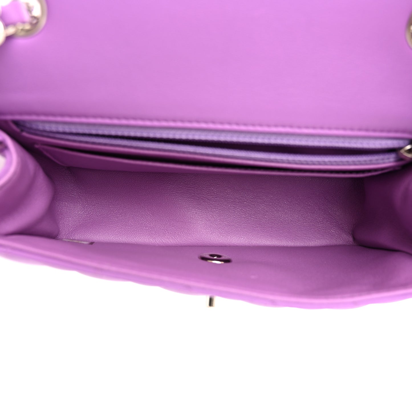 Lambskin Quilted Mini Rectangular Flap Purple