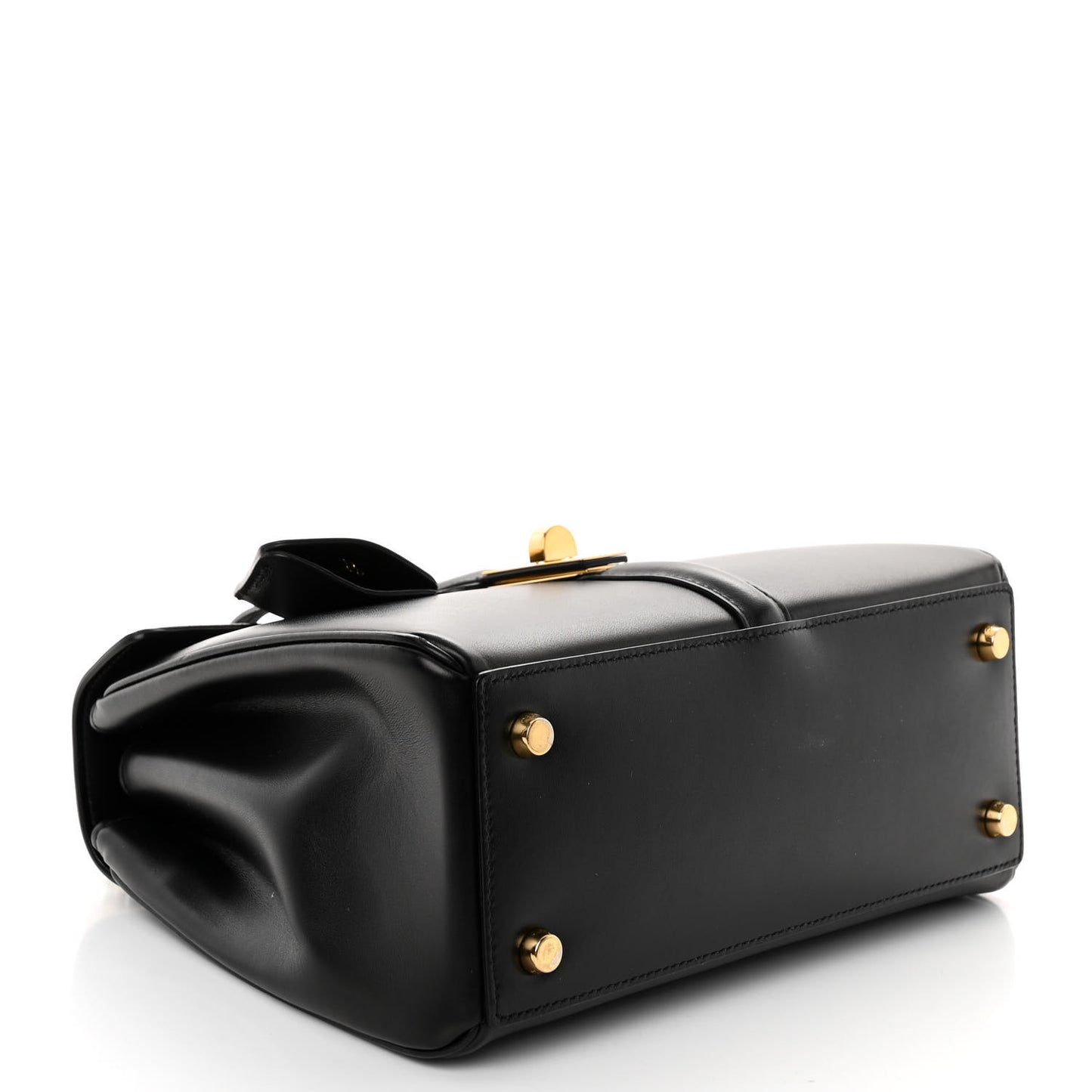 Satinated Calfskin Mini 16 Top Handle Bag Black