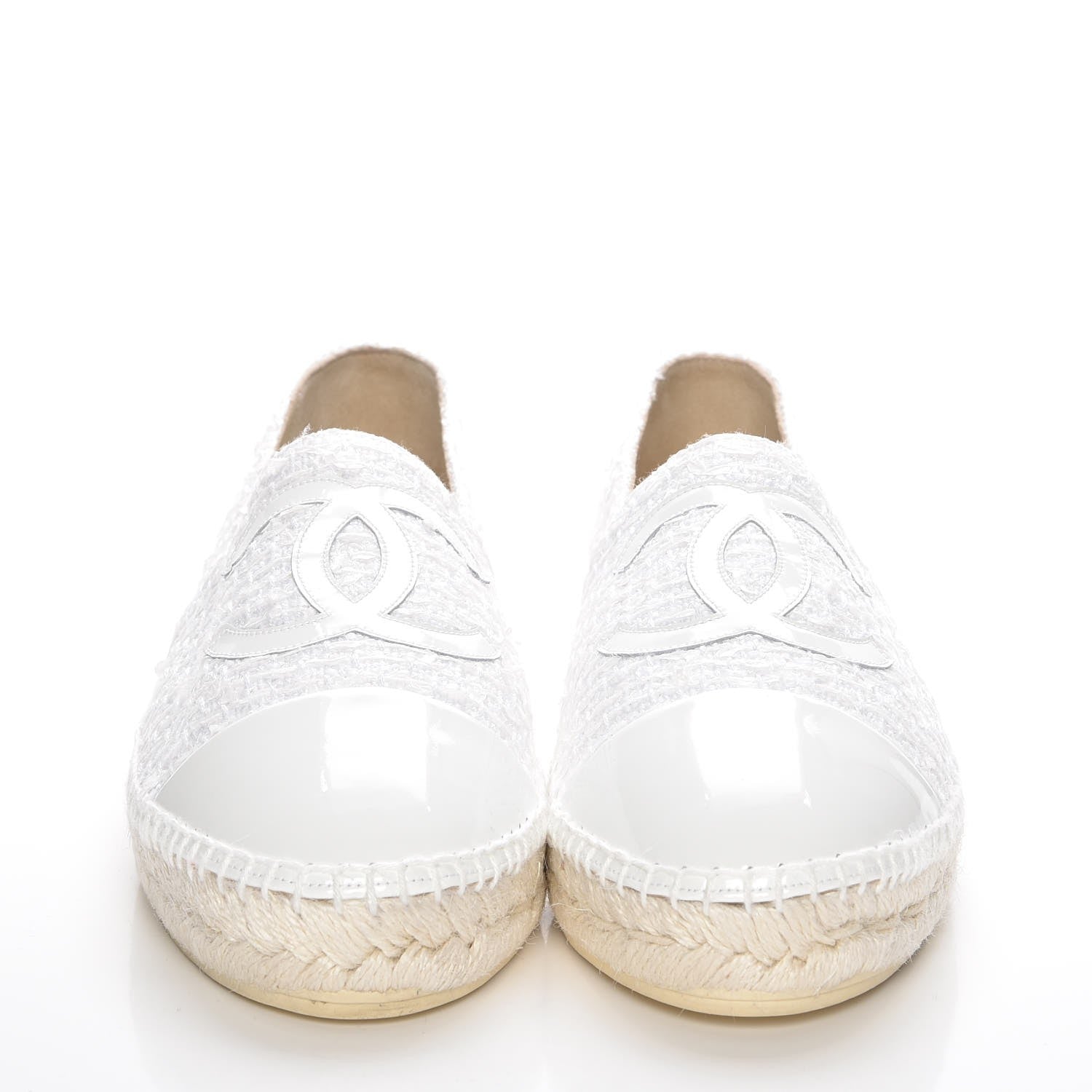Chanel Tweed Patent CC Espadrilles 42 White 2 of 11