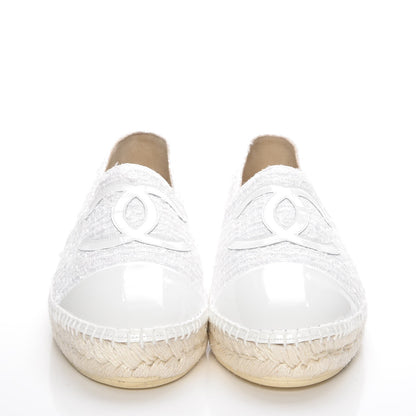 Chanel Tweed Patent CC Espadrilles 42 White 2 of 11