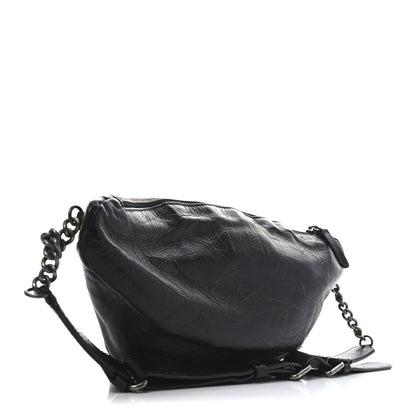 Chanel Crumpled Calfskin Quilted Casual Rock Waist Bag Fanny Pack Black 3 of 10