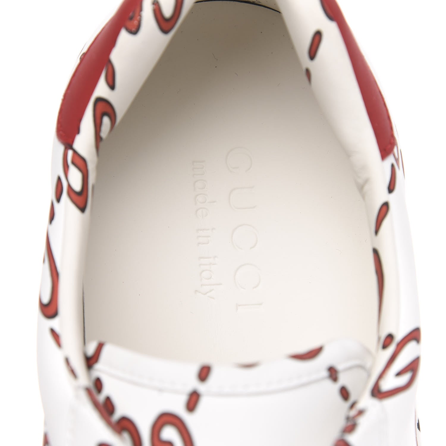 Gucci Calfskin GucciGhost Print Mens Ace Sneakers 7 White Hibiscus Red 6 of 9