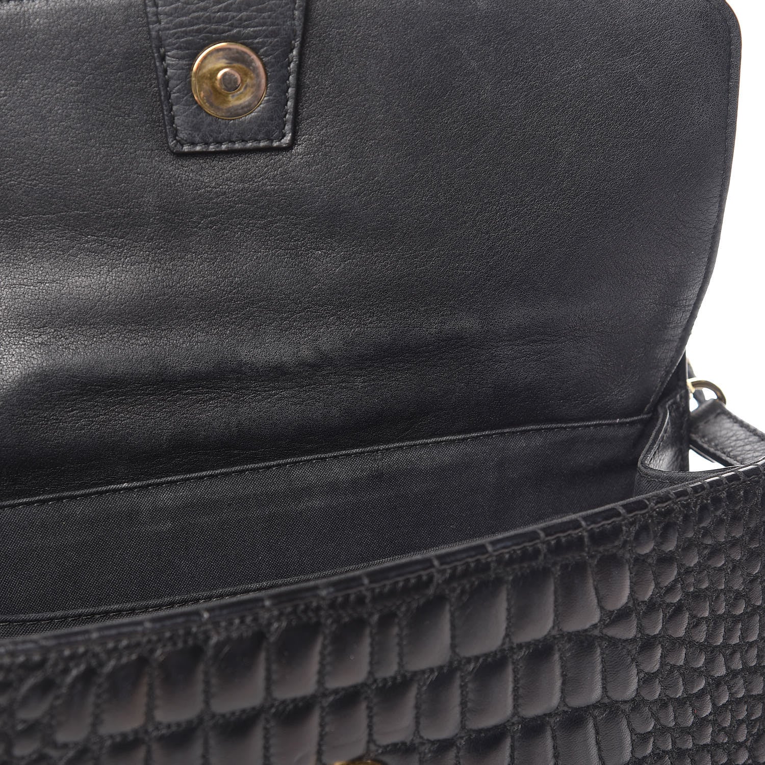 Fendi Nappa Calfskin Crocodile Trapuntata Demi Jour Shoulder Bag Black 9 of 19