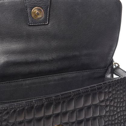 Fendi Nappa Calfskin Crocodile Trapuntata Demi Jour Shoulder Bag Black 9 of 19