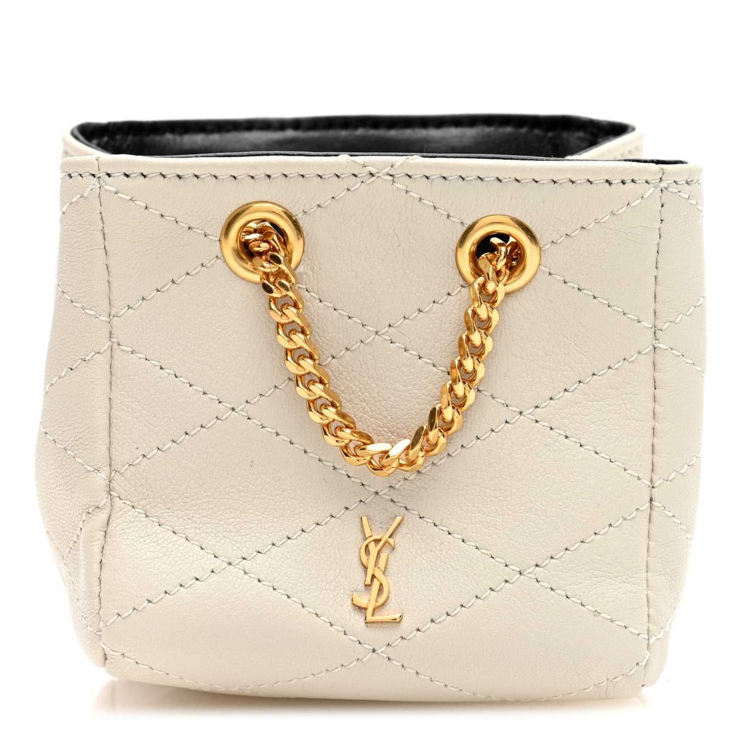 Lambskin Quilted Baby Bucket Bag Crema Soft