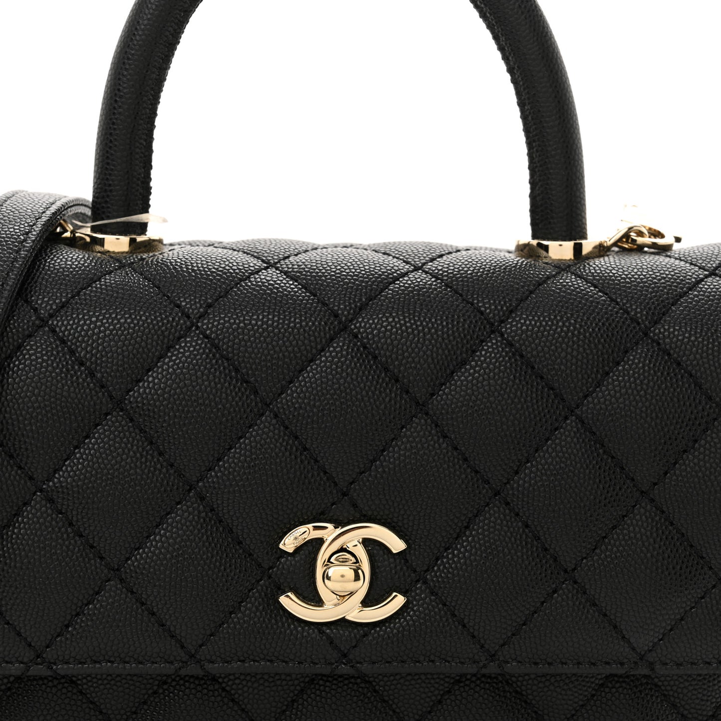 Caviar Quilted Mini Coco Handle Flap Black