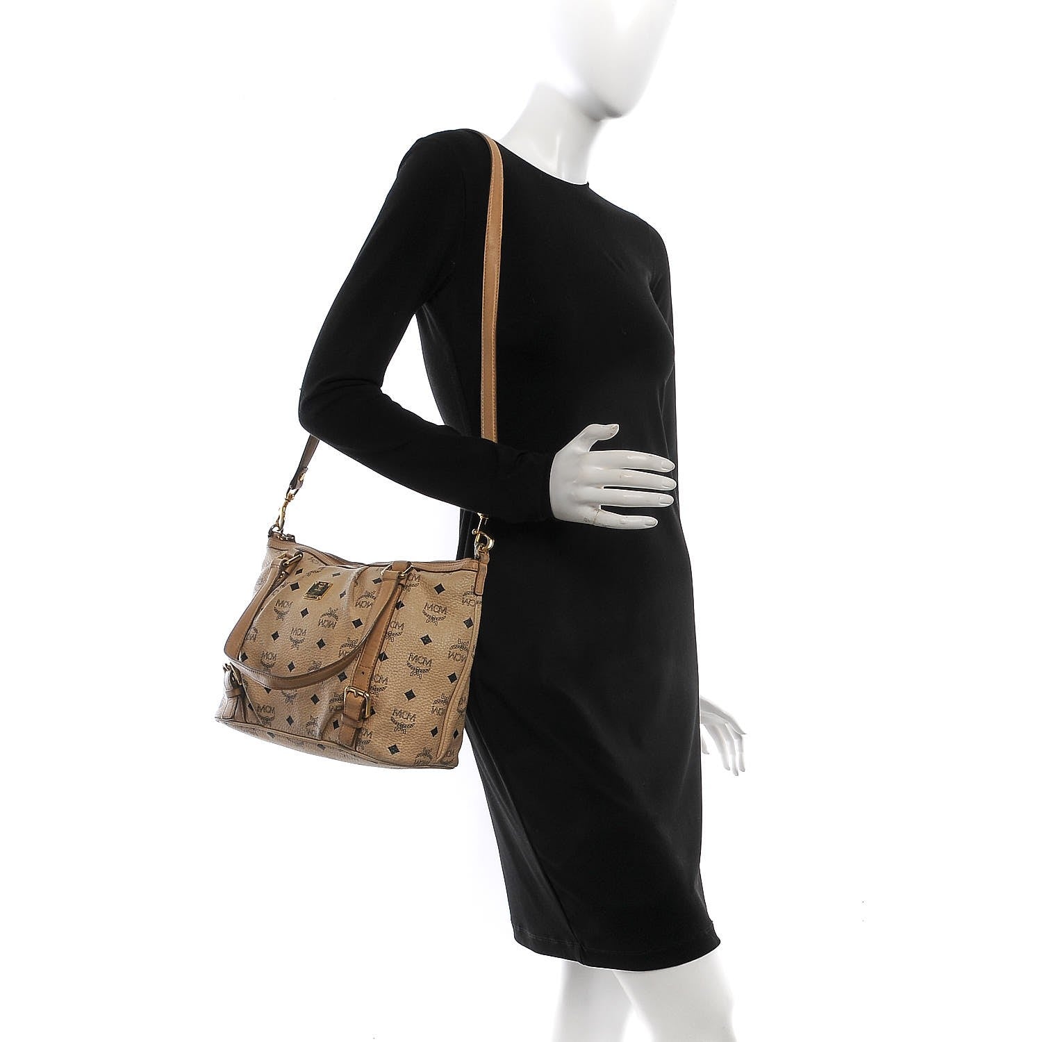 MCM Visetos Medium Essentials Shopper Tote Beige 2 of 24