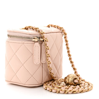 Chanel Lambskin Quilted Pearl Crush Mini Vanity Case With Chain Light Beige 3 of 11