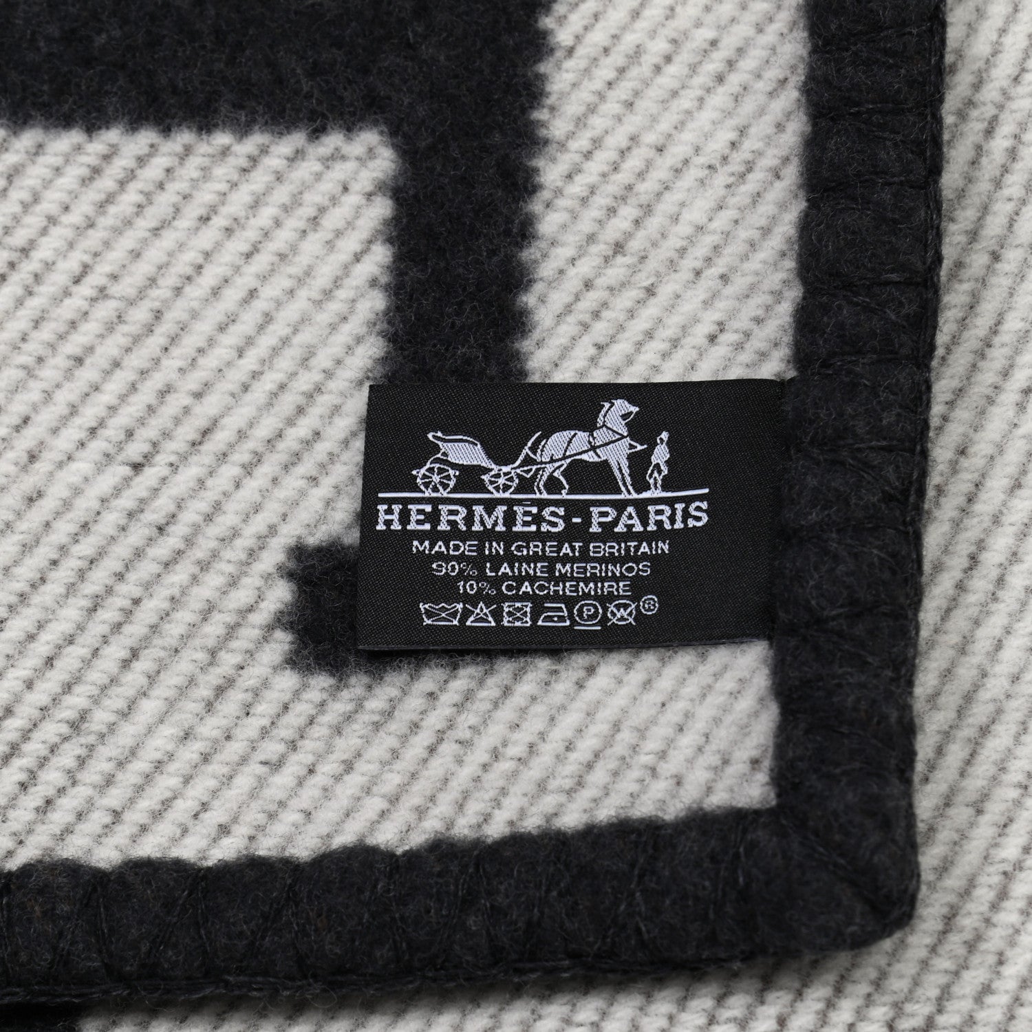 Hermes Wool Cashmere Avalon Blanket Ecru Gris Fonce 6 of 6