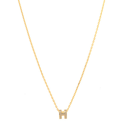 Hermes Lacquered Gold Mini Pop H Pendant Necklace Marron Glace 1 of 6