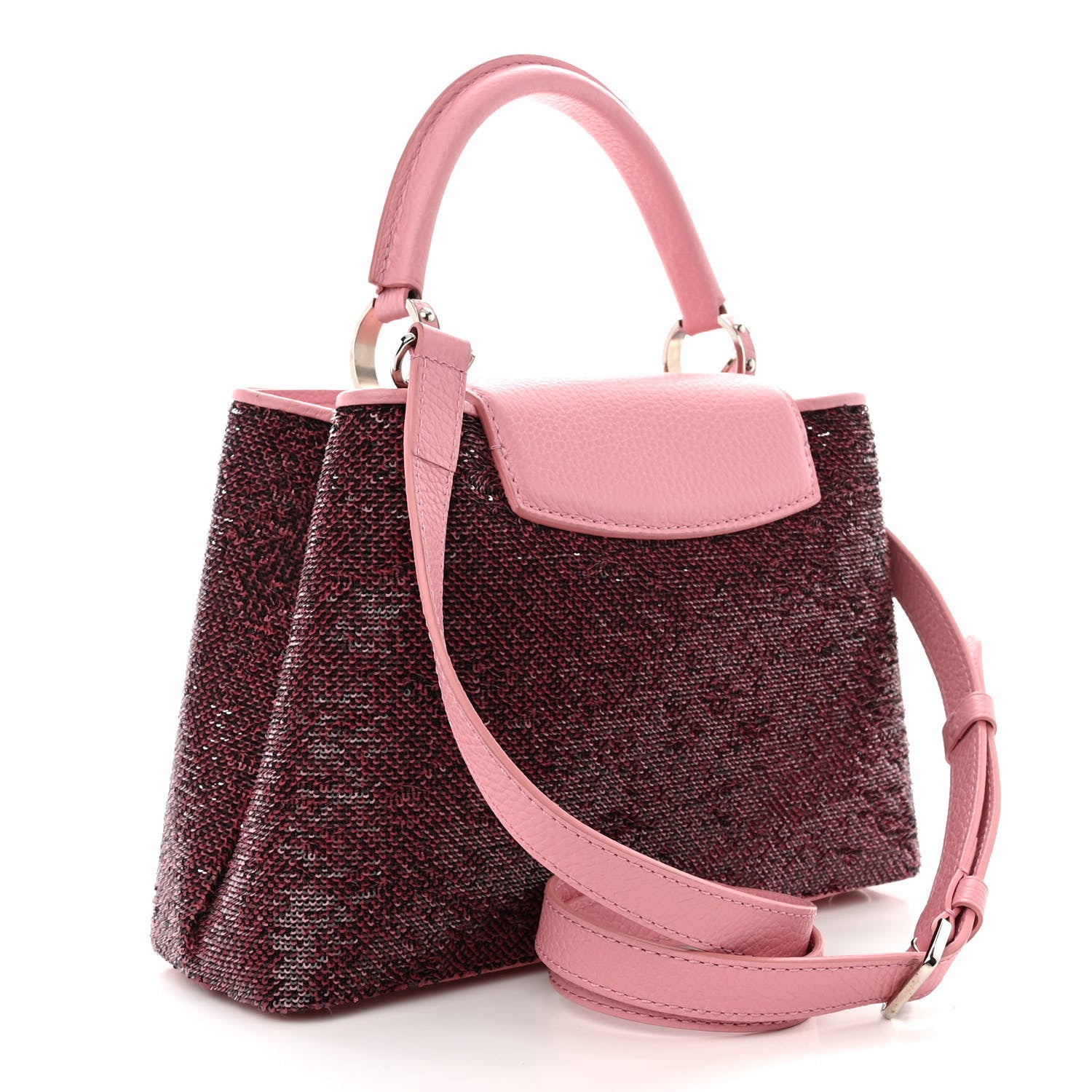 Louis Vuitton Sequins Metallic Taurillon Capucines BB Pink 3 of 13