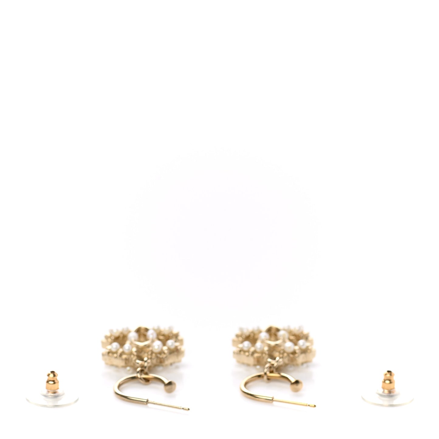 Irregular Pearl CC Drop Earrings Gold