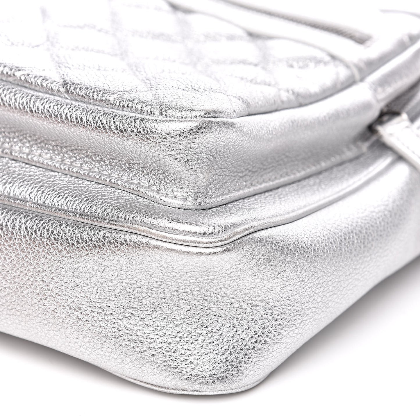 Metallic Calfskin Camera Case Silver