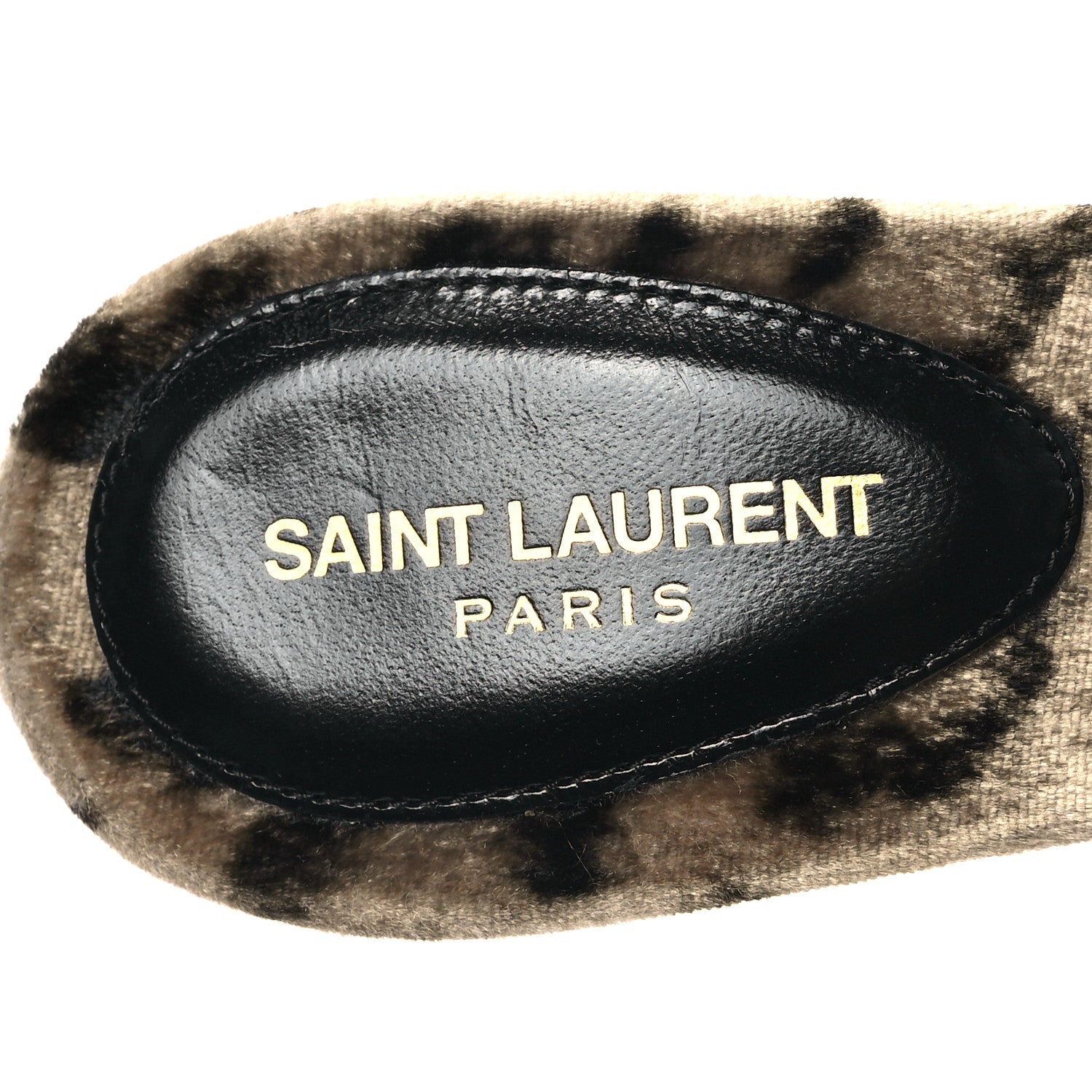 Saint Laurent Velvet Leopard Print Gippy 105 Sandals 38 Manto Naturale 7 of 9