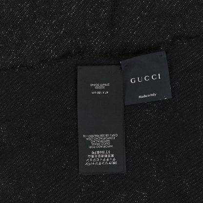 Gucci Wool Silk Shimmer Monogram Shawl Scarf Black 3 of 3