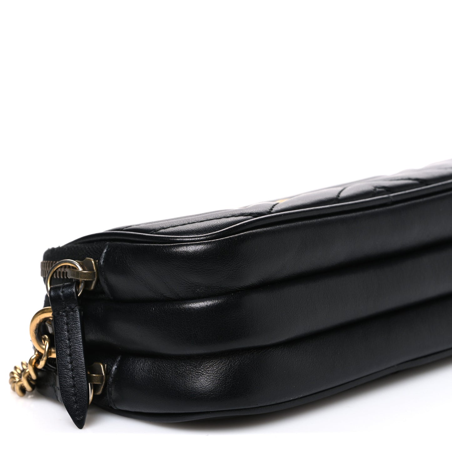 Calfskin Matelasse Mini GG Marmont Chain Crossbody Bag Black