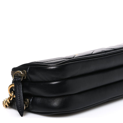 Gucci Calfskin Matelasse Mini GG Marmont Chain Crossbody Bag Black 8 of 11