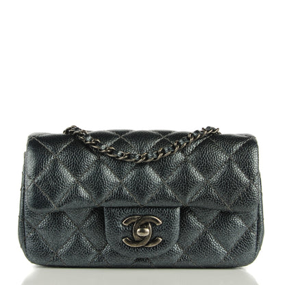 Chanel Metallic Caviar Quilted Extra Mini Flap Dark Grey 1 of 8
