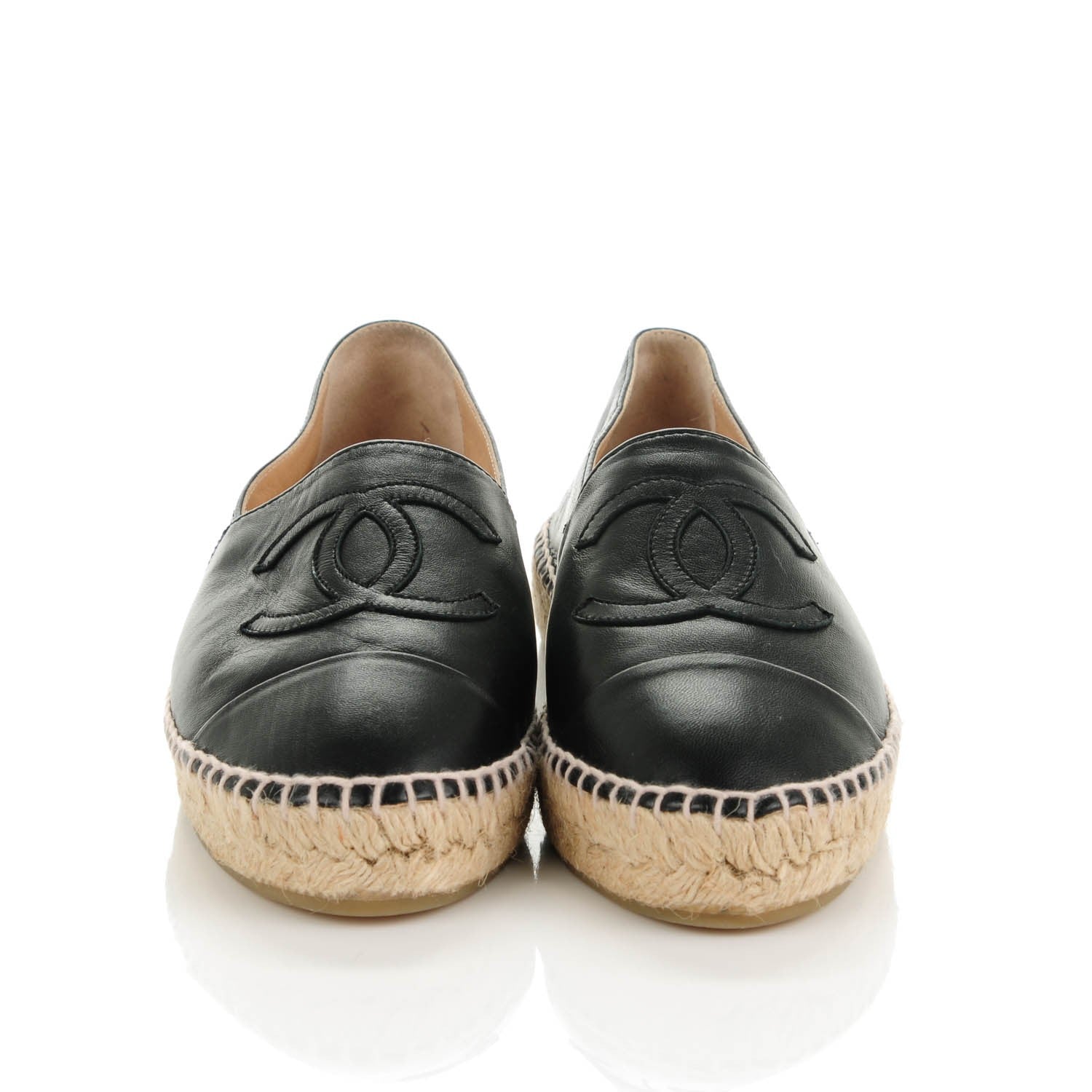 Chanel Lambskin CC Espadrilles 37 Black 2 of 9