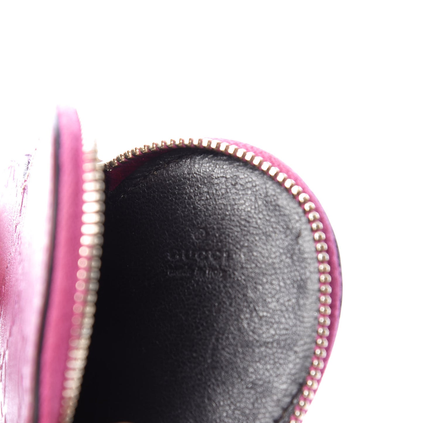 Metallic Guccissima Heart Coin Purse Purple