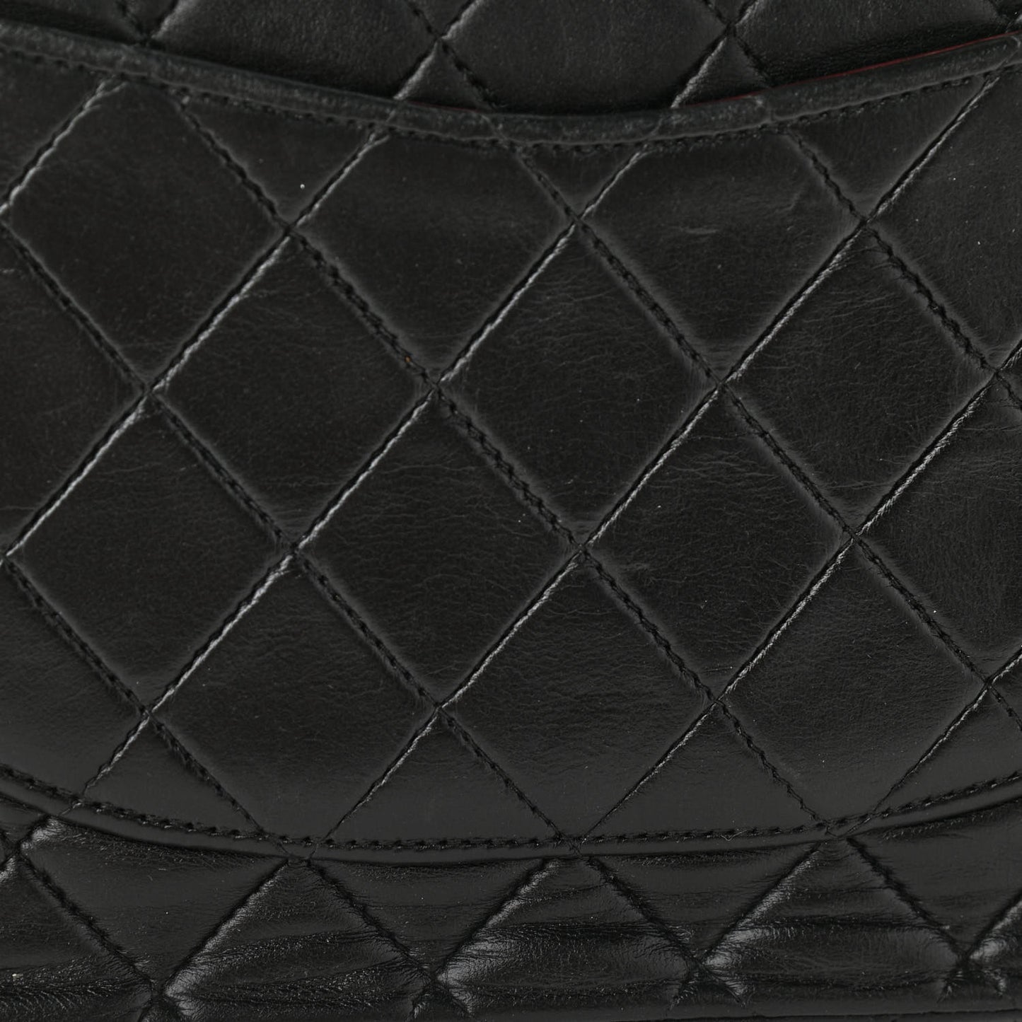 Lambskin Quilted Medium Double Flap Black