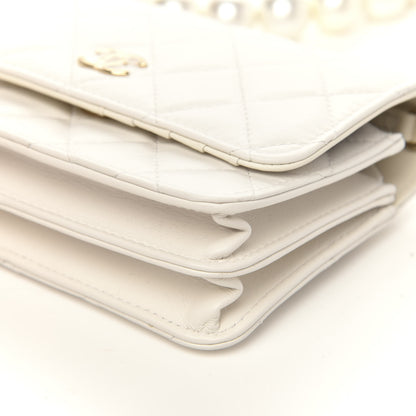 Chanel Calfskin Quilted CC Pearl Mini Wallet On Chain Flap White 9 of 11