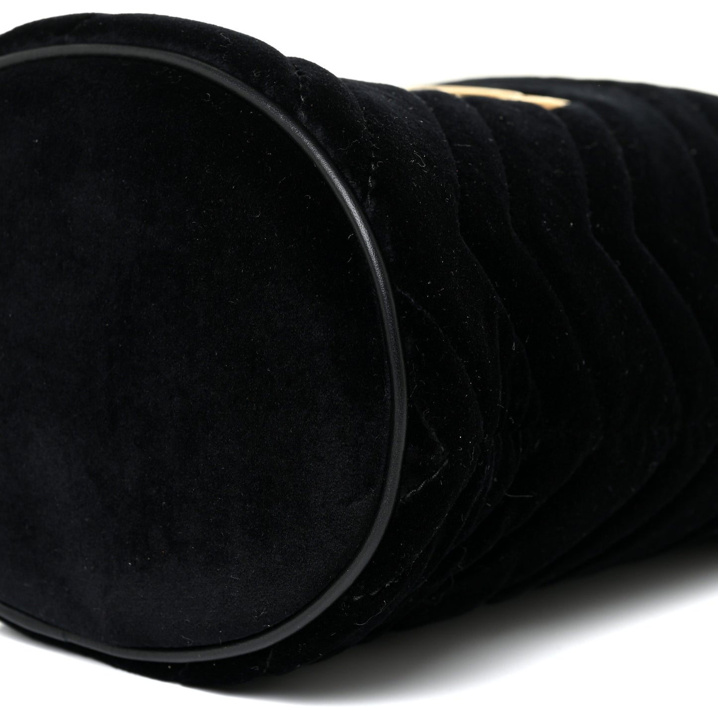 Velvet Matelasse Mini GG Marmont 2.0 Bucket Bag Black