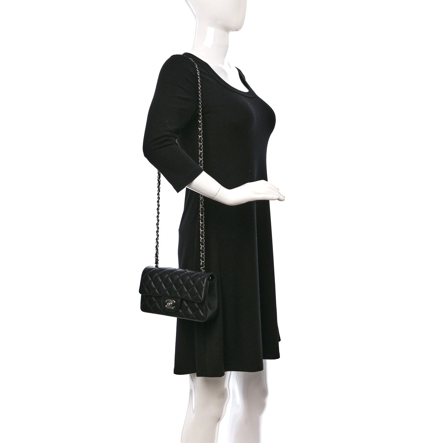 Chanel Lambskin Quilted Mini Rectangular Flap Black 2 of 9