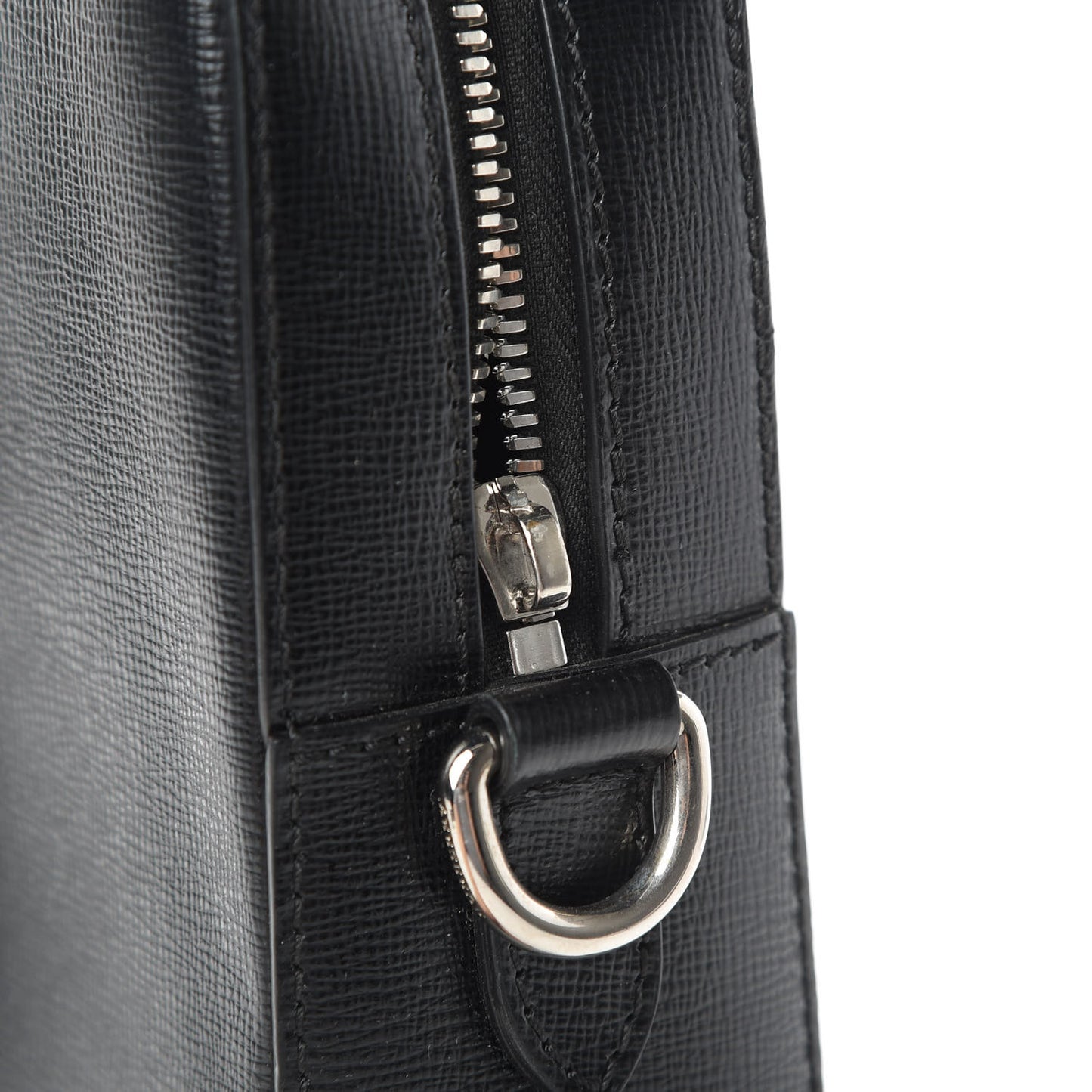 Textured Calfskin Barrow Briefcase Black