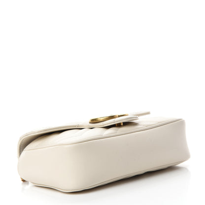 Gucci Calfskin Matelasse Super Mini GG Marmont Shoulder Bag White 4 of 11