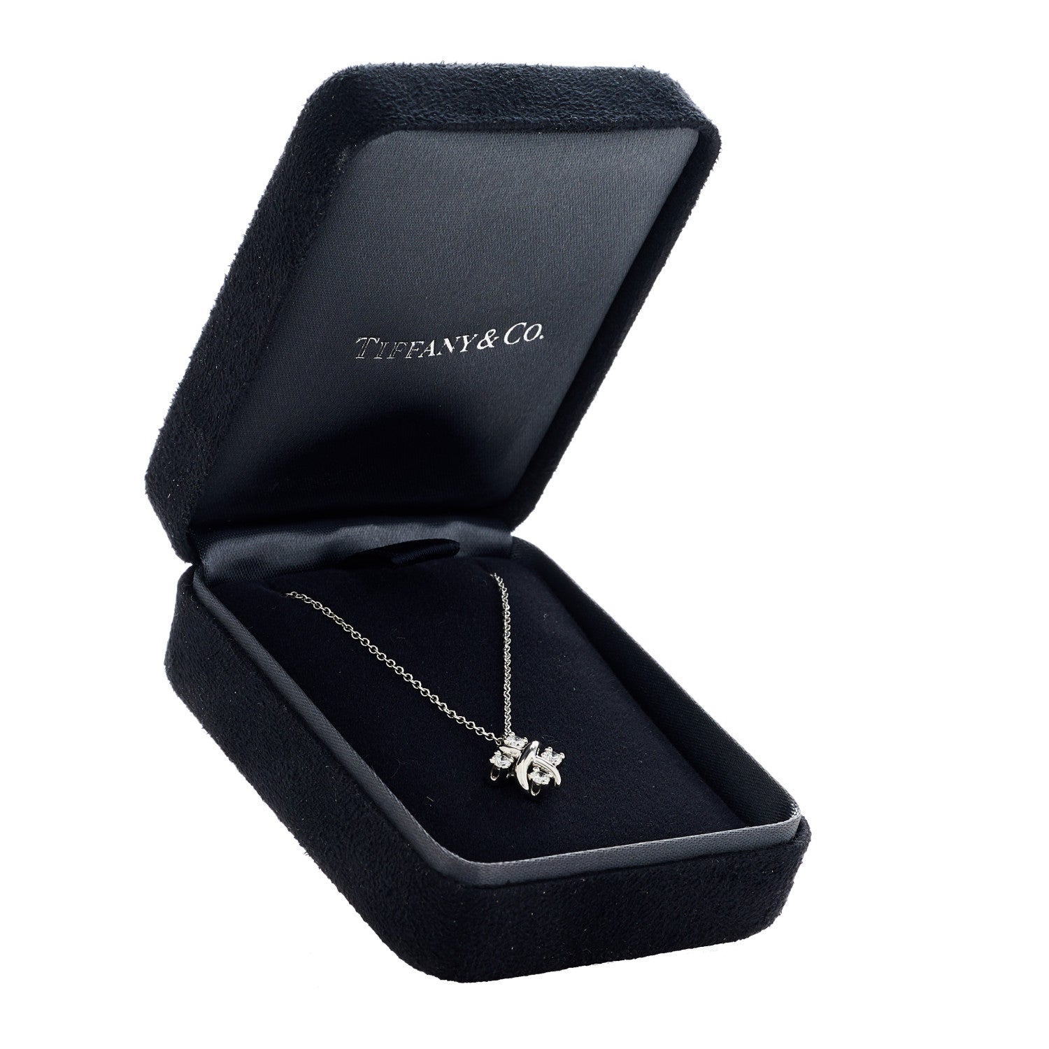 Tiffany Platinum Diamond Schlumberger Lynn Pendant Necklace 5 of 5