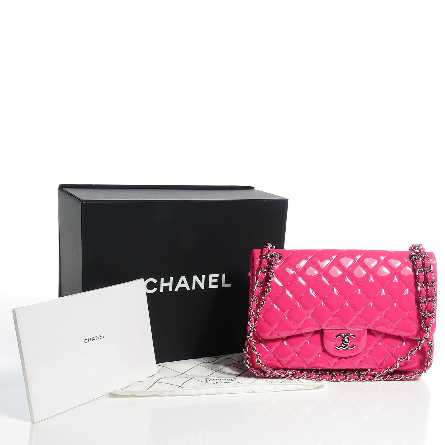Chanel Patent Jumbo Double Flap Hot Pink 5 of 11
