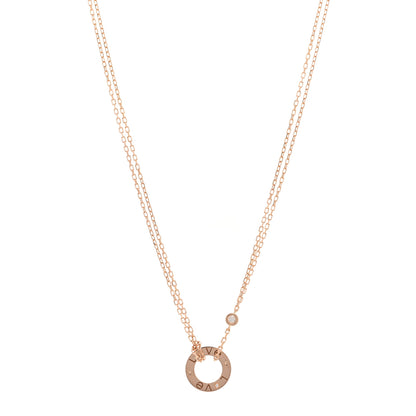 Cartier 18K Pink Gold 2 Diamond LOVE Necklace 1 of 5