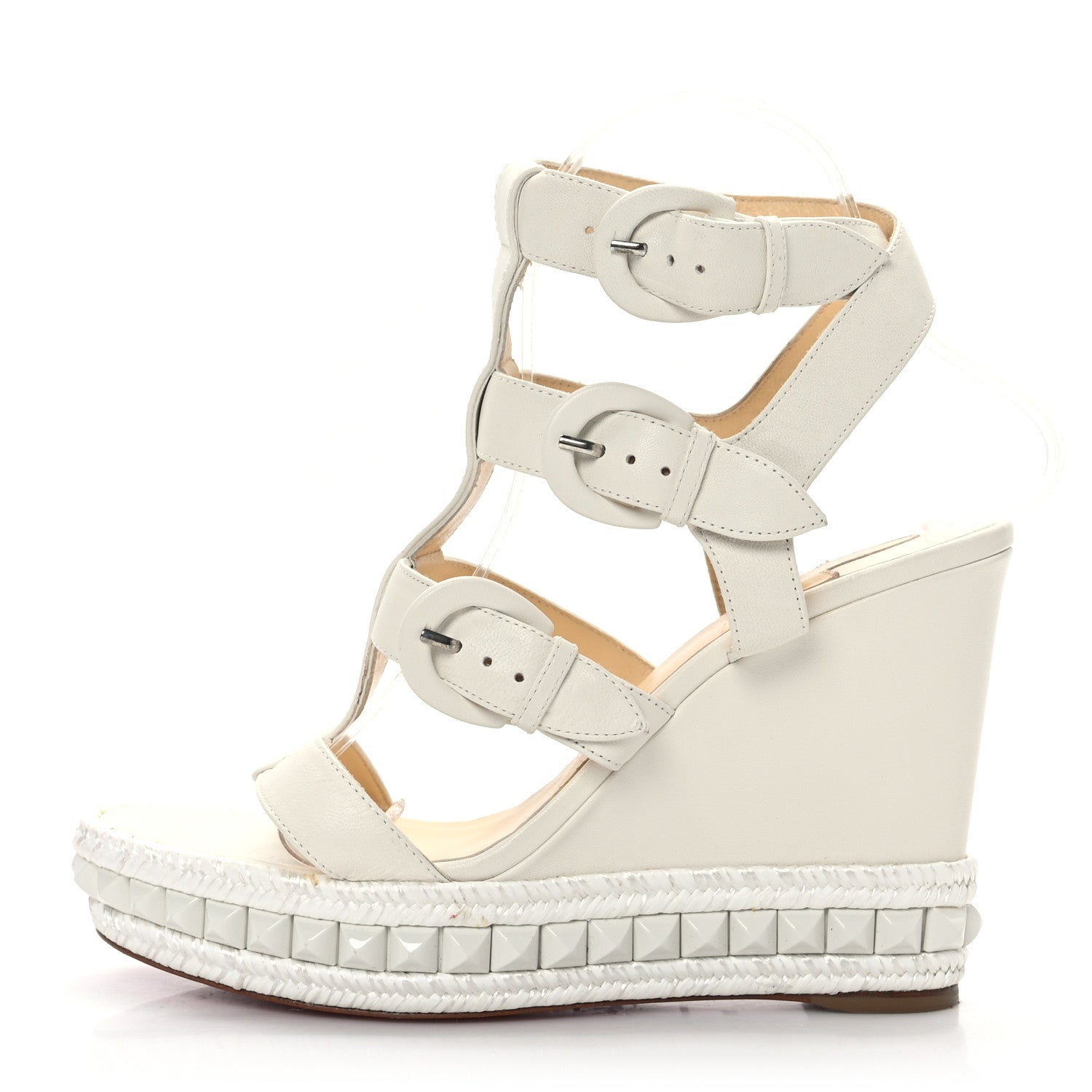 Christian Louboutin Nappa Rocknbuckle 60 Platform Sandals 38 White 1 of 7