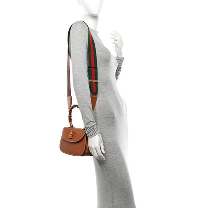 Gucci Boarded Dyana Lux Calfskin Web Small Bamboo 1947 Top Handle Bag Brown 2 of 13