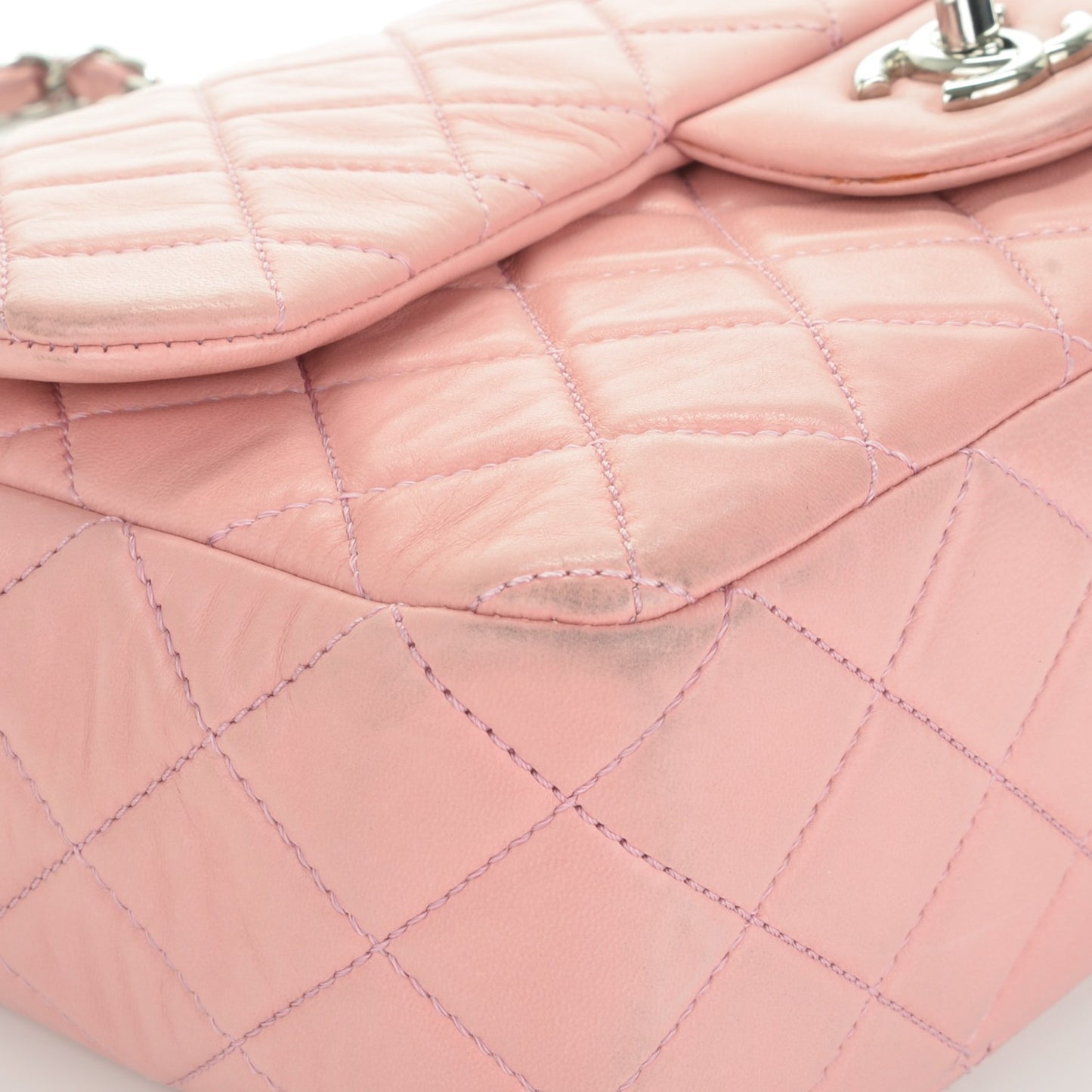 Lambskin Quilted Jumbo Single Flap Light Pink