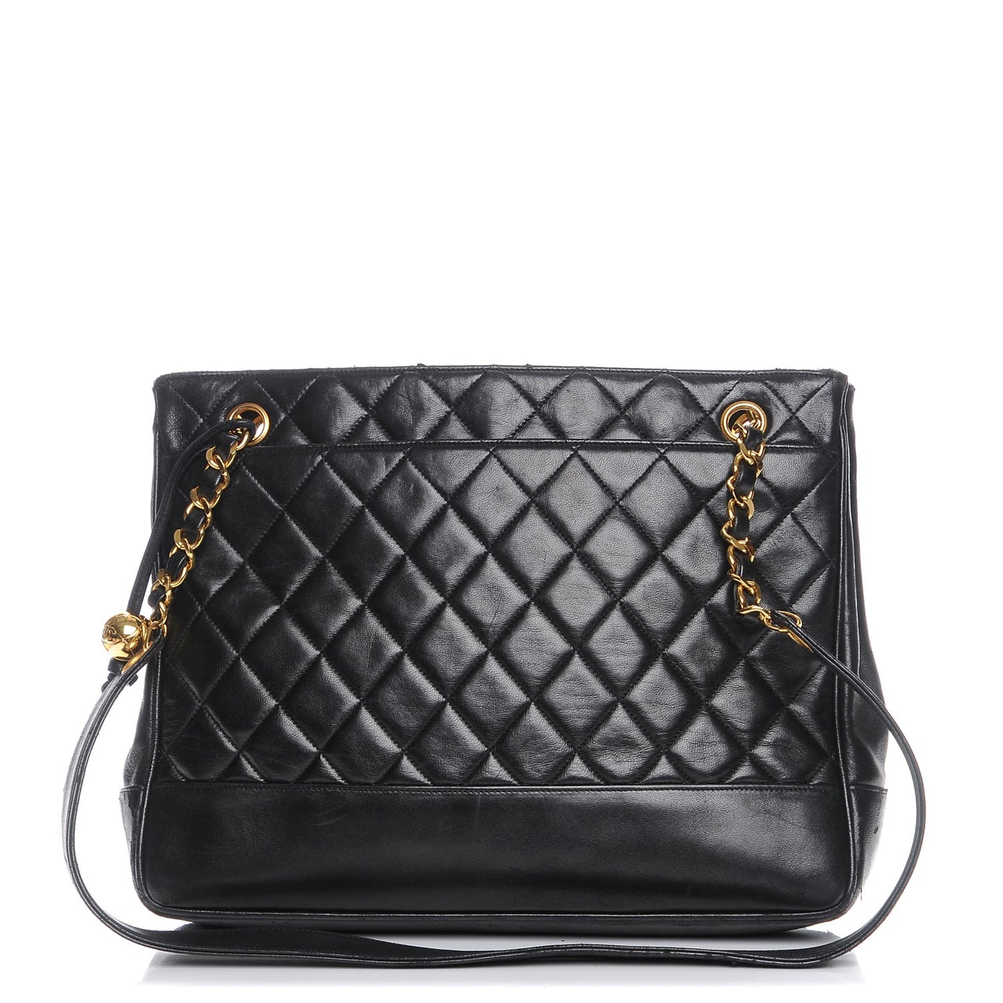 Lambskin Quilted Shoulder Bag Black