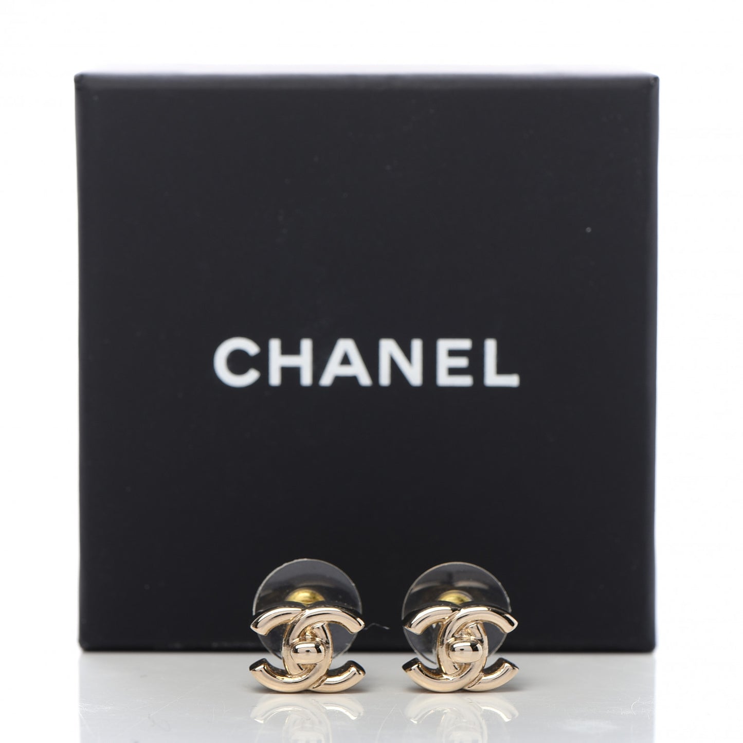 Metal CC Turnlock Earrings Gold