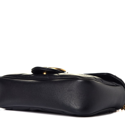 Gucci Calfskin Matelasse Super Mini GG Marmont Shoulder Bag Black 9 of 10