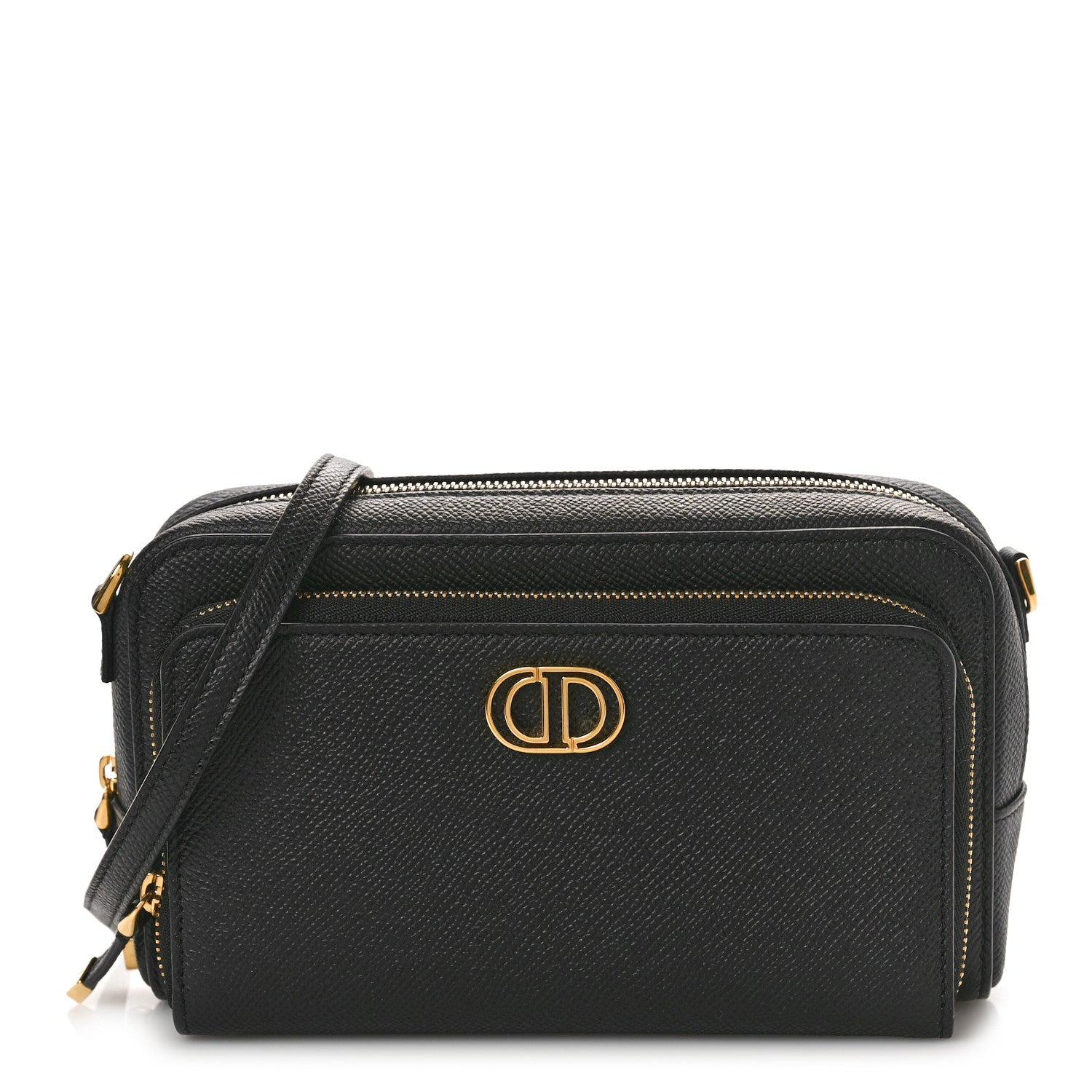 Christian Dior Grained Calfskin Caro Double Pouch Black 1 of 10