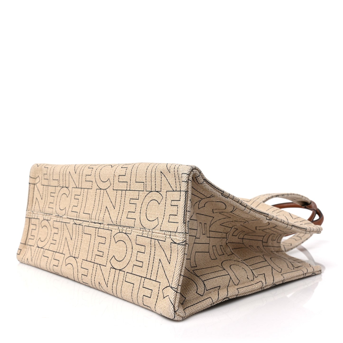 Canvas Calfskin Triomphe Large Cabas Thais Natural Tan