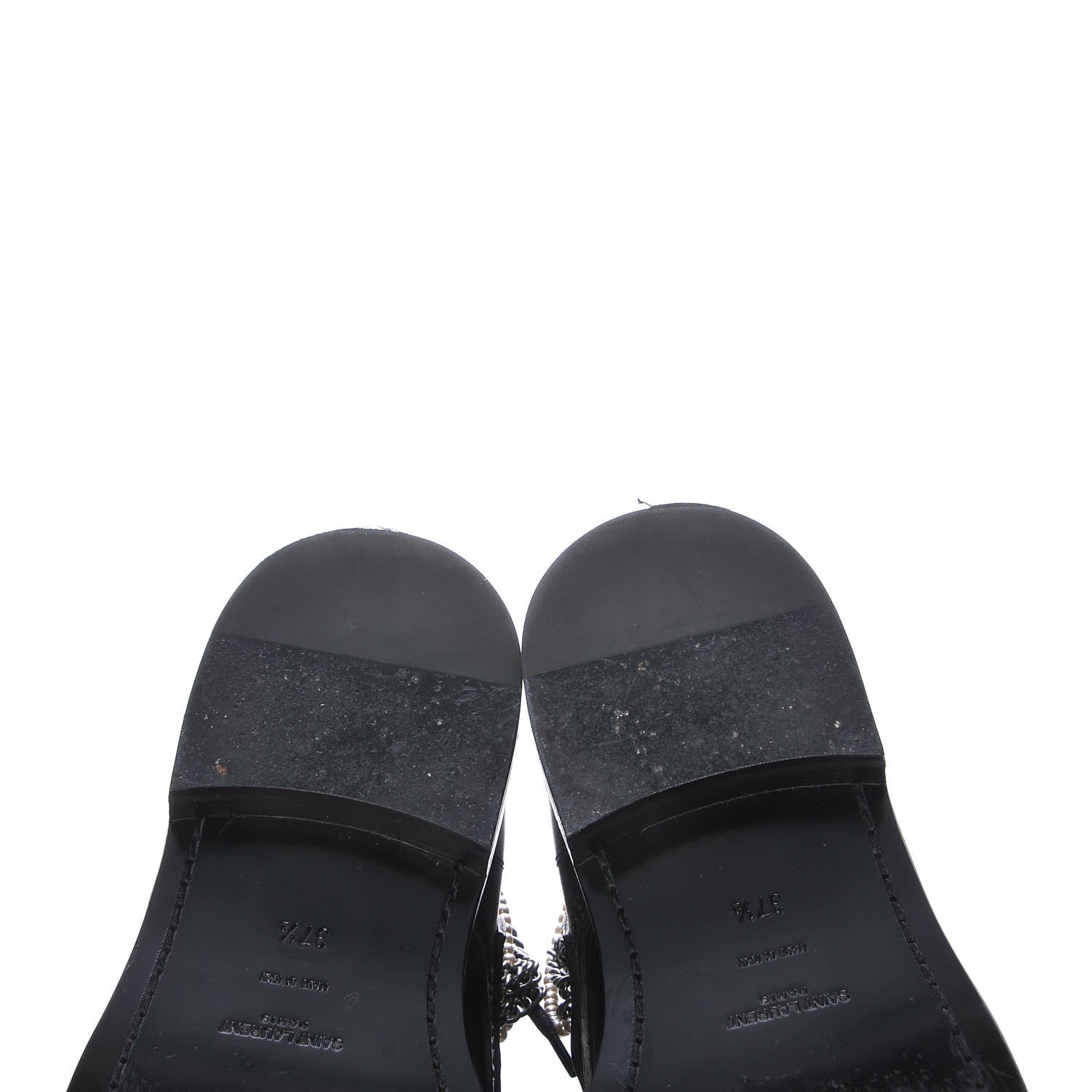 Saint Laurent Smooth Calfskin Studded Strap Ranger Boots 37.5 Black 16 of 16