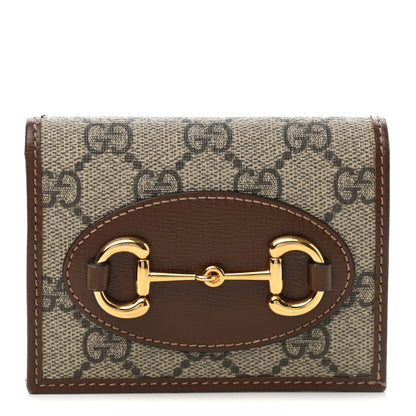 Gucci GG Supreme Monogram Horsebit 1955 Card Case Wallet Beige Ebony Brown Sugar 1 of 7