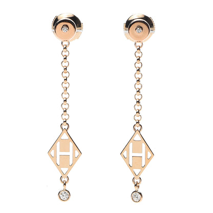 Hermes 18K Rose Gold Diamond Gambade Earrings 1 of 7