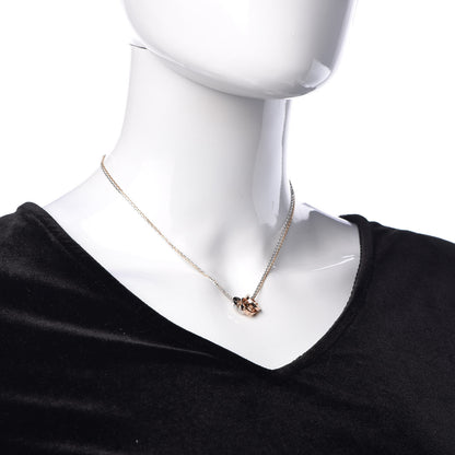 Cartier 18K White Pink Gold Diamond Three Ring LOVE Pendant Necklace 2 of 8