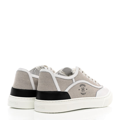 Hermes Canvas Calfskin Get Sneakers 39 Prunoir White 4 of 9