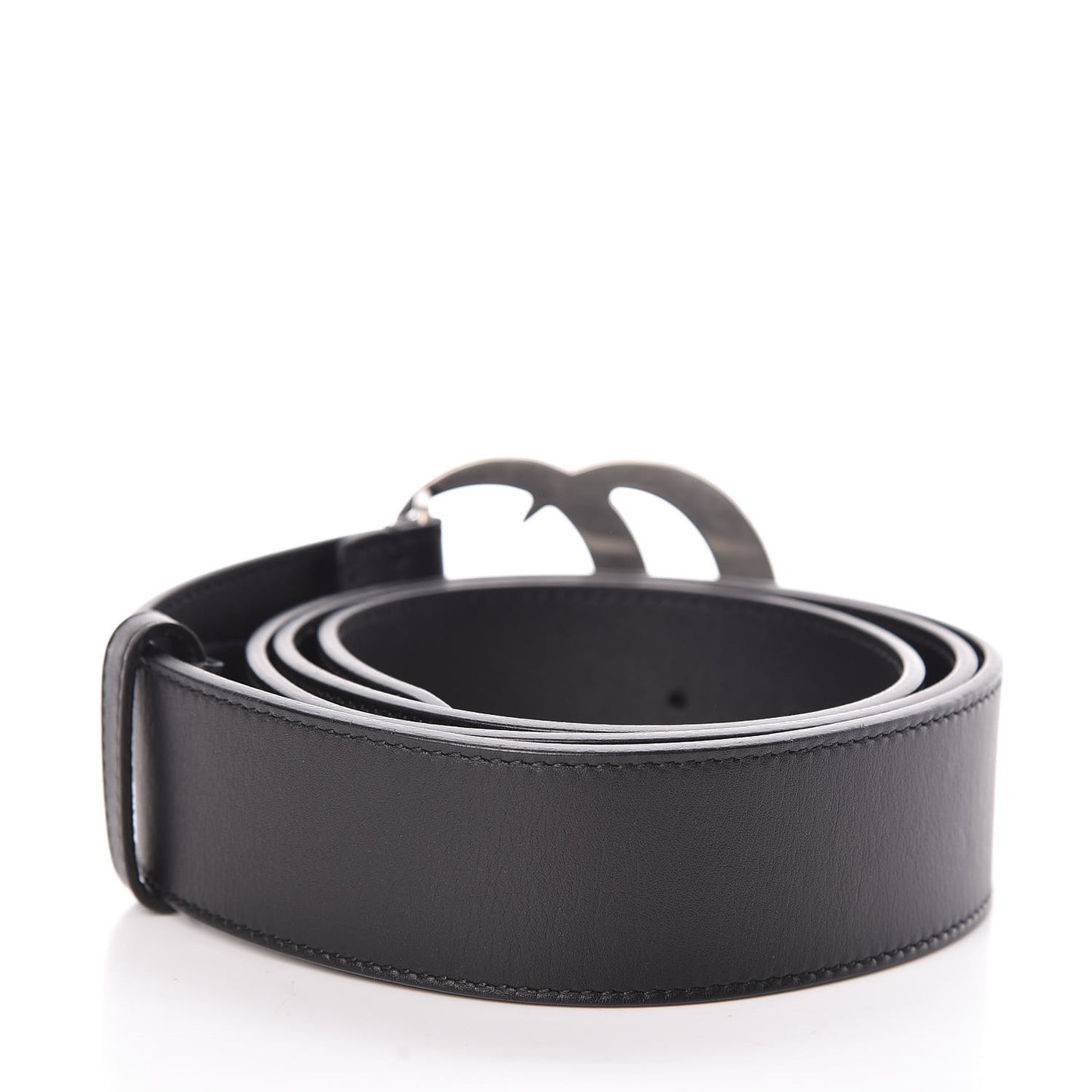 Moon Calfskin Nickel Double G 40mm Belt 105 42 Black