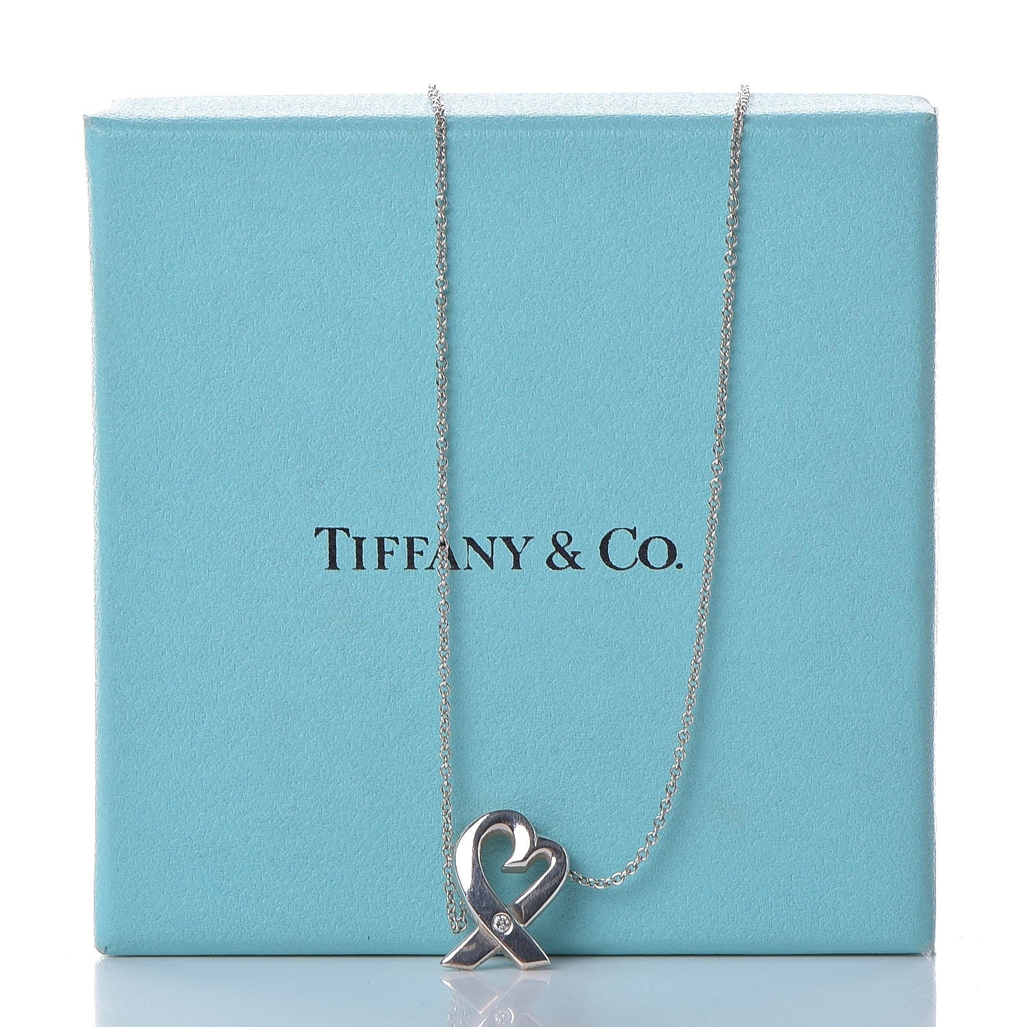 Tiffany Sterling Silver Paloma Picasso Diamond Loving Heart Necklace 8 of 8