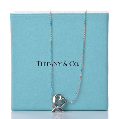 Tiffany Sterling Silver Paloma Picasso Diamond Loving Heart Necklace 8 of 8