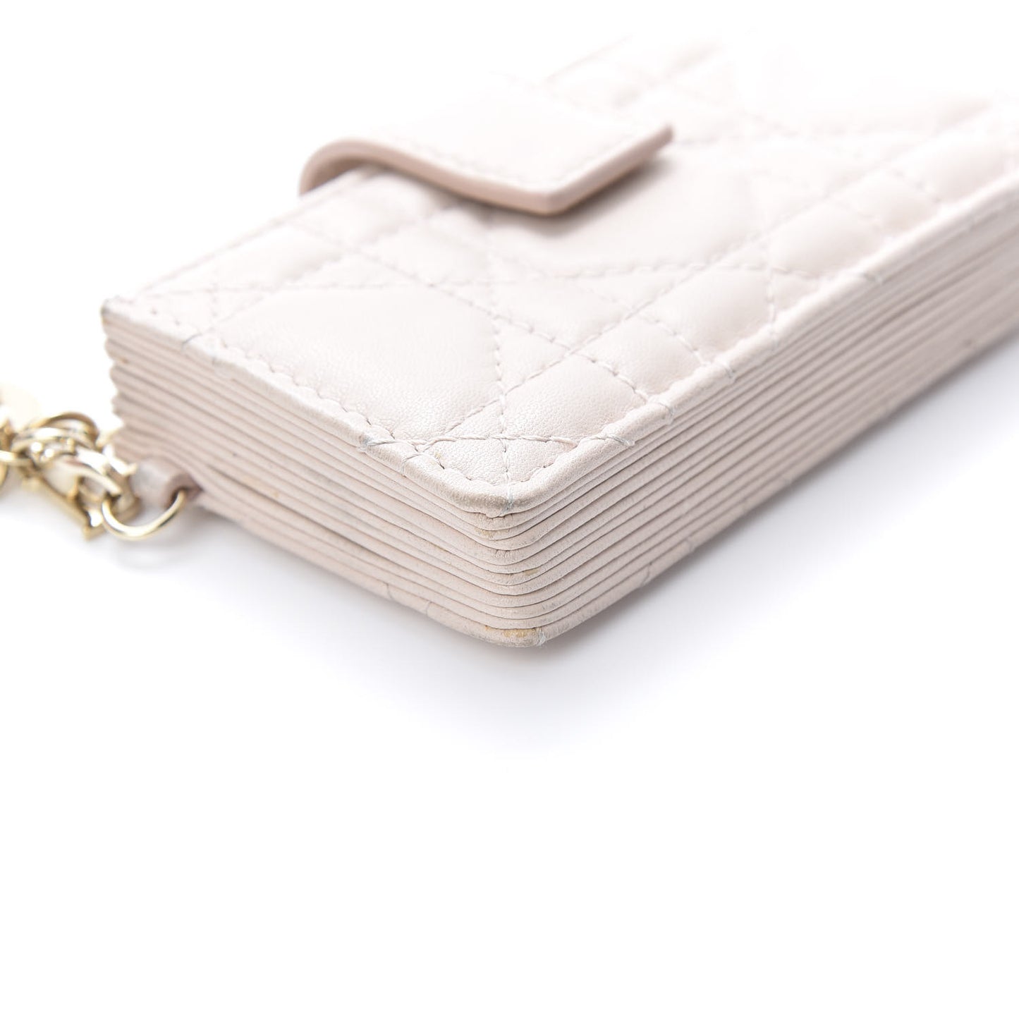 Lambskin Cannage Lady Dior 5-Gusset Card Holder Light Pink